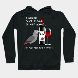 African Grey Parrot Wine Loving Drinking Hoodie